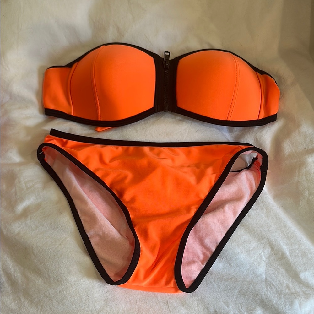 SHEIN Orange and Black Bikini Set